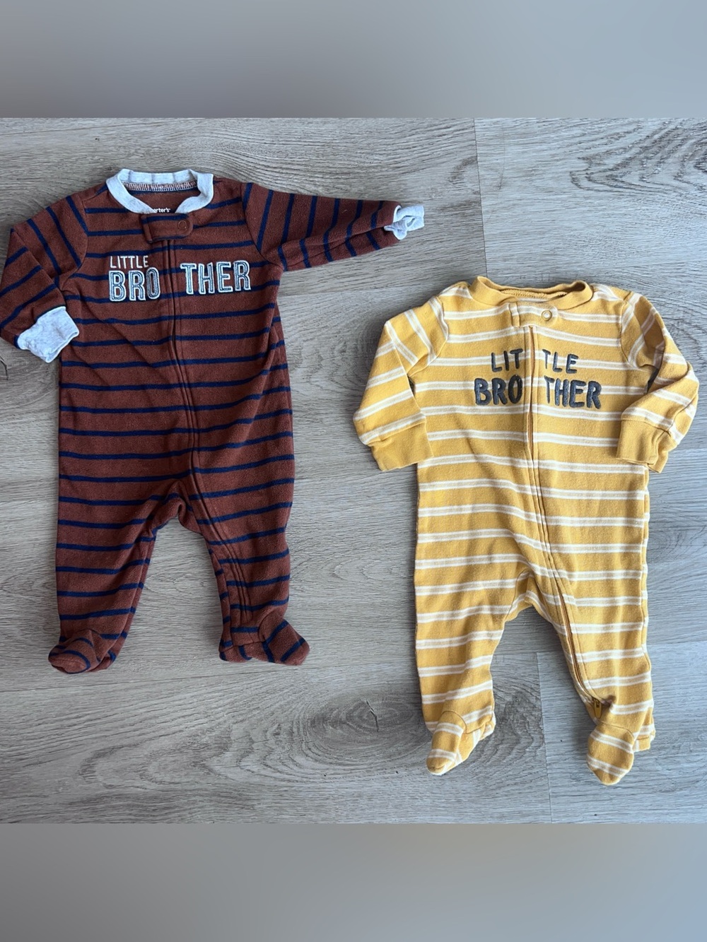 Carter’s Baby Boy Little Brother Stripped Sleepers Size 3 Months